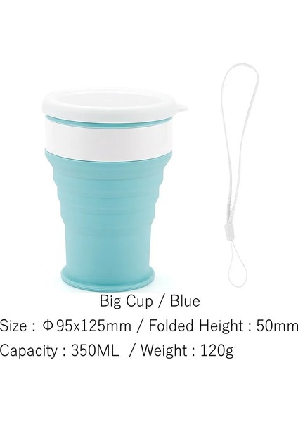 350ML Mavi Stil Mlteleskopik Taşınabilir Silikon Katlanır Bardak Gıda Sınıfı Su Bardağı Seyahat Içme Gereçleri Kupa Açık Reçine Kahve Handcup (Yurt Dışından)