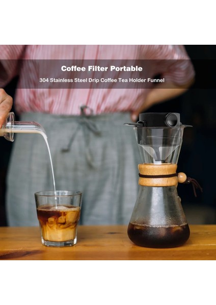 B Tarzı Cof Filter Portable Stainless Steel Foldable Drip Cof Tea Holder Easy Clean Reusable Paperless Pour Over Cof Dripper (Yurt Dışından)