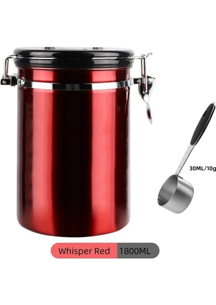 Kırmızı 1800ML Stili Paslanmaz Çelik Kahve Çekirdeği Mühürlü Tank Egzoz Valfi ile Kahve Depolama Tankı Kurutulmuş Meyve Mühürlü Kutu Siyah 800ML (Yurt Dışından)