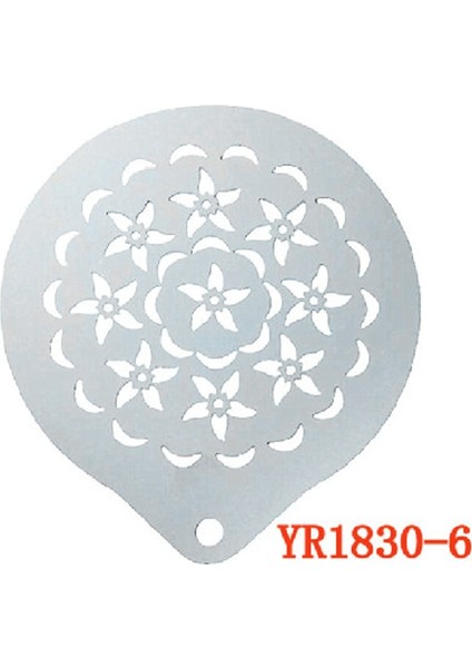 YR1830-6 Stili Kahve Kalıbı Süt Kek Kek Stencil Şablonu Kahve Dekoru Kahve Barista Cappuccino Şablonu Strew Pad Duster Sprey Araçları (Yurt Dışından)