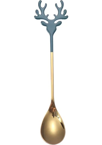 Yeşil Altın Tarzı Yeni 1 Adet Noel Geyik Kafası Kahve Kaşık Paslanmaz Çelik Noel Boynuzları Dondurma Tatlıları Kaşık Sofra Karıştırma Çay Kaşıkları (Yurt Dışından)