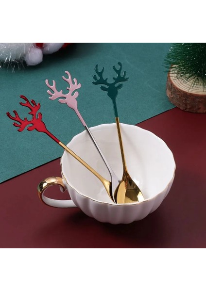 Yeşil Altın Tarzı Yeni 1 Adet Noel Geyik Kafası Kahve Kaşık Paslanmaz Çelik Noel Boynuzları Dondurma Tatlıları Kaşık Sofra Karıştırma Çay Kaşıkları (Yurt Dışından) modelleri