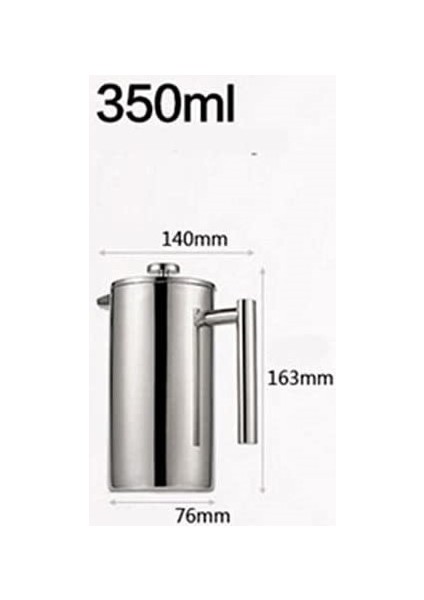 350ML Tarzı French Press Kahve Makinesi Paslanmaz Çelik Kahve Percolator Pot, Çift Duvar ve Büyük Kapasiteli Manuel Cafetiere Kahve Kapları (Yurt Dışından)