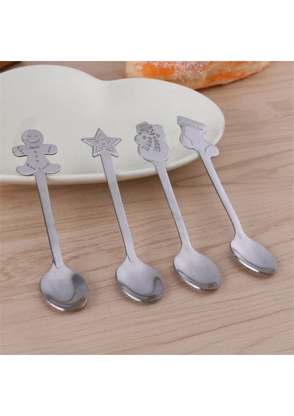 Bej Tarzı Et Paslanmaz Noel Kahve Kaşıkları Tatlı Kaşığı Sofra Noel Süslemeleri Ev Dekor Için Mutfak Aksesuarları (Yurt Dışından) fırsatları