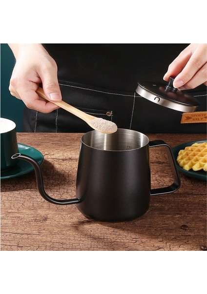 SIYAH-600ML Stili Damla Su Isıtıcısı 350ML 600ML Kahve Çaydanlık Yapışmaz Kaplama Gıda Sınıfı Paslanmaz Çelik Gooseneck Damla Su Isıtıcısı Kuğu Boynu Ince Ağız#9 (Yurt Dışından)