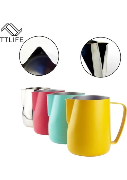 Kırmızı Stil 350ML Ttlıfe Süt Sürahisi L Paslanmaz Çelik Köpük Sürahi Çekme Çiçek Fincan Kahve Süt Köpürtücü Latte Sanat Süt Köpüğü Aracı Coffeware (Yurt Dışından)