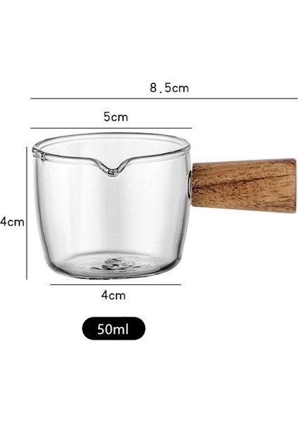 50ML Tarzı ml Mini Cam Süt Bardağı Kremalı Sürahi Cam Kahve Süt Sürahi Espresso Fincan Sirke Sos Bardağı Ahşap Saplı Cam Sos Teknesi (Yurt Dışından)