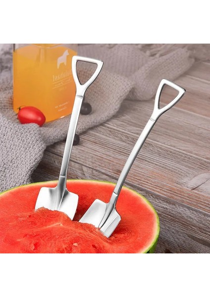 Gümüş Tip A Stili Paslanmaz Çelik Kahve Çay Kaşığı Akşam Yemeği Dondurma Tatlı Karpuz Mutfak Sofra Bar Aracı Için Yaratıcı Retro Kürek Kepçe (Yurt Dışından)