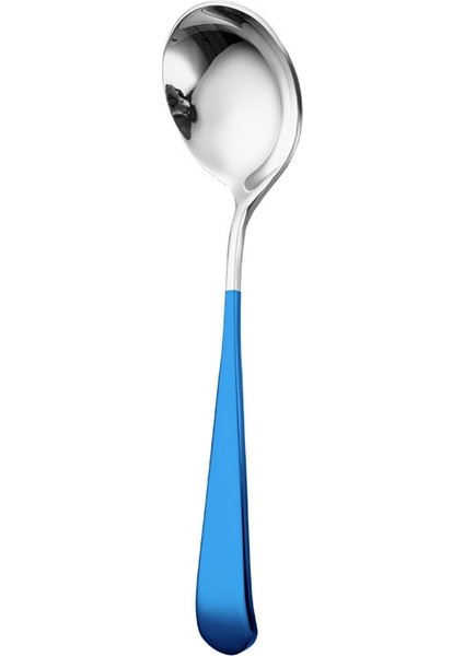 Gümüş Mavi Tarzı 15.9cm * 4.5cm Yuvarlak Kafa Kahve Kaşıkları Paslanmaz Çelik Karıştırma Çay Tatlı Kek Kaşık Renkli Mutfak Sofra Aksesuarları (Yurt Dışından)