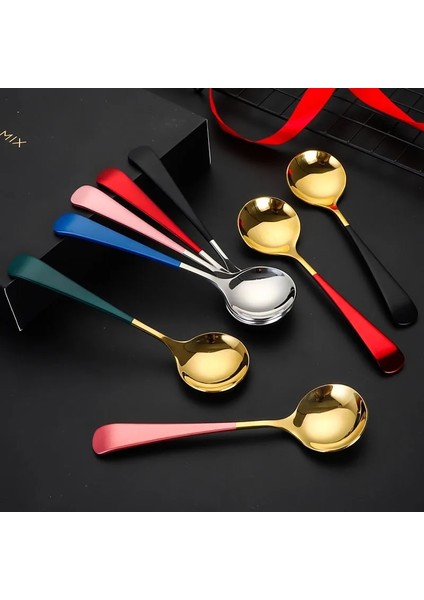 Gümüş Mavi Tarzı 15.9cm * 4.5cm Yuvarlak Kafa Kahve Kaşıkları Paslanmaz Çelik Karıştırma Çay Tatlı Kek Kaşık Renkli Mutfak Sofra Aksesuarları (Yurt Dışından) modelleri