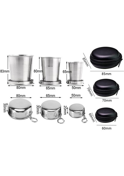 S Tarzı Paslanmaz Çelik Katlanır Anahtarlıklı Bardak Kamp Katlanır Bardak Seyahat Açık Katlanabilir Kapaklı Bardak Taşınabilir Drinkware (Yurt Dışından)