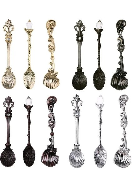 Gümüş Tarzı Et Vintage Kahve Dondurma Kaşığı Metal Alaşım Oyma Tatlı Şeker Çay Kaşığı Retro Masa Dekor Mutfak Sofra Malzemeleri (Yurt Dışından) fırsatları