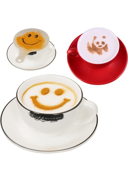 1 Shake 16 Stencils Stili Paslanmaz Çelik Çikolata Çalkalayıcı Kakao Unu Kahve Elek Cappuccino Kahve Şablonu Strew Pad Duster Sprey Araçları D30 (Yurt Dışından) modelleri