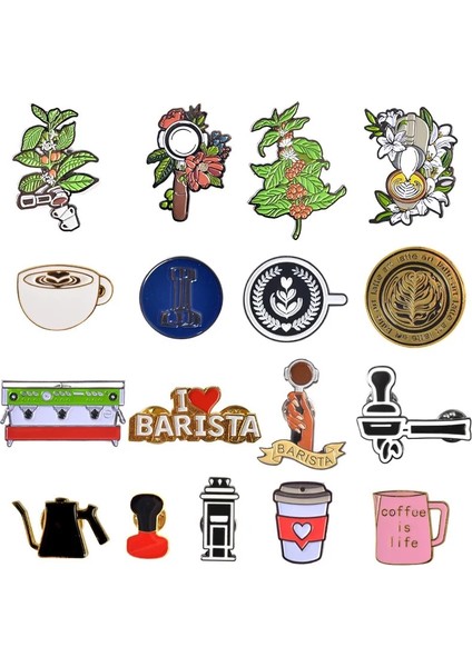 F Stili Espresso Barista Kahve Broş Mini Metal Retro Broş Güzel Rozet Cafe Hediye Kahve Doğum Günü Prerent Yarışma Hatıra (Yurt Dışından)