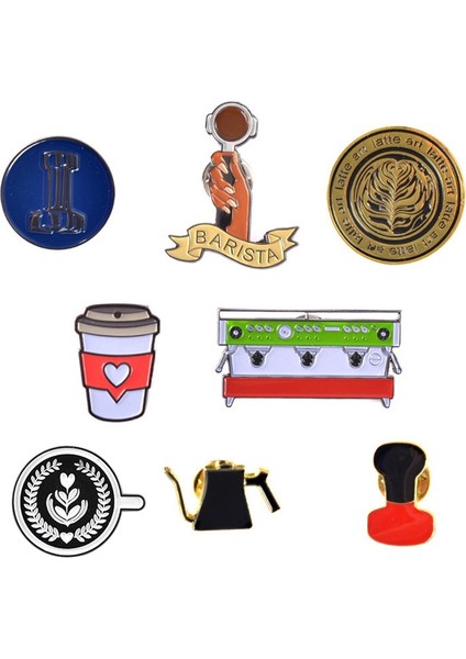 F Stili Espresso Barista Kahve Broş Mini Metal Retro Broş Güzel Rozet Cafe Hediye Kahve Doğum Günü Prerent Yarışma Hatıra (Yurt Dışından)