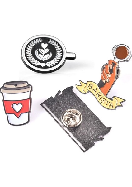 F Stili Espresso Barista Kahve Broş Mini Metal Retro Broş Güzel Rozet Cafe Hediye Kahve Doğum Günü Prerent Yarışma Hatıra (Yurt Dışından)