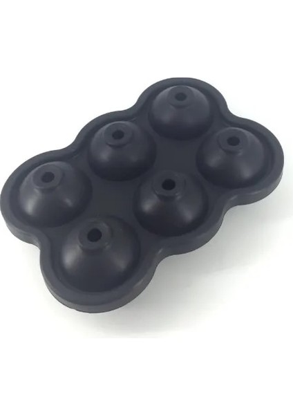 Siyah Stil 5 Renk 6 Delik 4.5 cm Çap Gıda Sınıfı Yumuşak Silikon Çevre Dostu Faydalı Ev Yapımı Buz Küpü Tepsi Topu Maker Kalıp Sevimli Basit (Yurt Dışından)