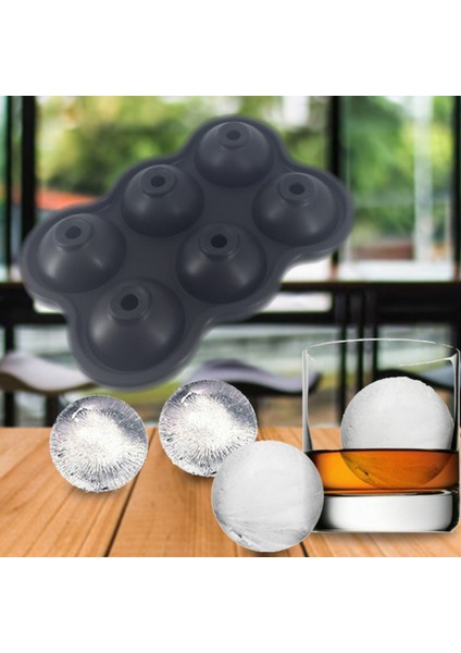 Siyah Stil 5 Renk 6 Delik 4.5 cm Çap Gıda Sınıfı Yumuşak Silikon Çevre Dostu Faydalı Ev Yapımı Buz Küpü Tepsi Topu Maker Kalıp Sevimli Basit (Yurt Dışından) fırsatları