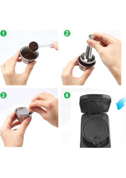 Resim Stili Olarak Icafilas Paslanmaz Çelik Metal Rusable Dolce Gusto Kapsül Nescafe Için Kahve Filtreli Dolci Gusto Kapsül Tamper Kaşığı (Yurt Dışından)