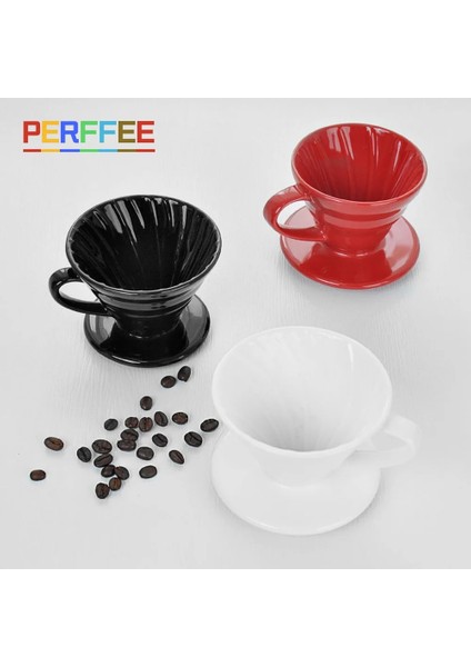 Beyaz V01 Stili Seramik V60 Kahve Damlatıcı Kahve Makinesi Üzerine Dökün V Şekli Damla Kahve Filtresi Klasik Renk Beyaz Siyah Kırmızı Kahverengi V01 V02 (Yurt Dışından) modelleri