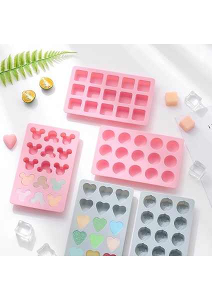 Mavi Kalp Stili Petek Buz Küpü Tepsisi 15 Küp Silikon Çilek Mickey Şekli Ice Cube Maker Kalıp Parti Viski Içeceği Için Kapaklı (Yurt Dışından) indirimleri