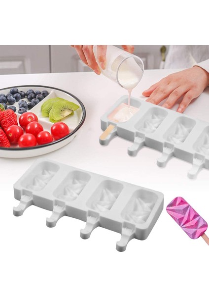 A-Beyaz Tarzı Silikon Dondurma Kalıbı Dıy Ev Yapımı Dondurma Kalıpları Dondurucu 4 Hücre Büyük Boy Buz Küpü Tepsi Popsicle Varil Yapımcıları Pişirme Araçları (Yurt Dışından) fiyatları