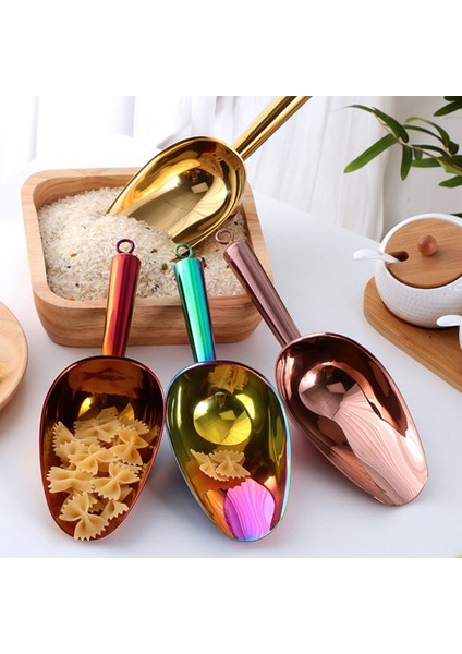 18.5X5CM Style 1 Adet Paslanmaz Çelik Altın Buz Kazıyıcı Un Şeker Kutusu Baharat Kepçe Büfe Kürek Yemek Büfesi Şeker Çubuğu Kepçe Kürek (Yurt Dışından)