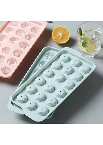 Mavi Stil Kapaklı Küp Tepsisi Sevimli Buz Tepsisi Kolay Çıkarılan Buz Makinesi Çay Likörü Dondurucu Istiflenebilir Plastik Kalıp Tepsisi (Yurt Dışından) fırsatları