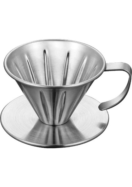 Küçük Stil Paslanmaz Çelik Kahve Damlatıcı Motor V60 Stil Kahve Damla Filtreli Fincan Kahve Filtresi Çay Cüruf Hunisi El Yumruk Çift Filtre (Yurt Dışından)