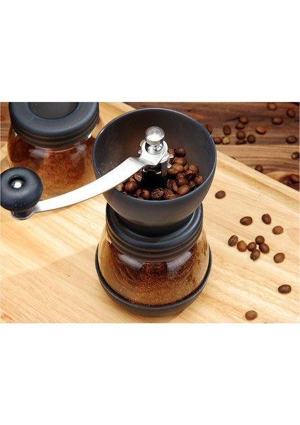 Kırmızı Stil Manuel Seramik Çapak Kahve Çekirdeği Değirmeni ile Güçlendirilmiş Cam Saklama Kavanozu Dayanıklı Cafe Bean Mill Kahve Makinesi Mutfak Aletleri WJ901 (Yurt Dışından)