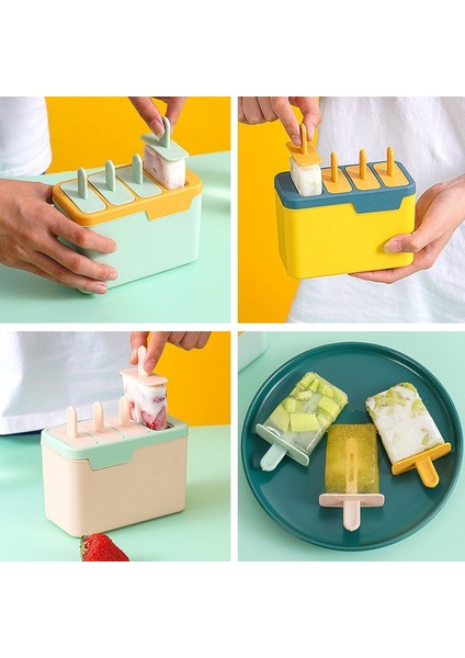 Yeşil Sarı Stil Popsicle Kalıp Dondurma Kalıbı Popsicle Kalıp Aile Dıy Tatlı Kalıbı Mutfak Gadget Buz Makinesi Ev Yapımı Cocina (Yurt Dışından)