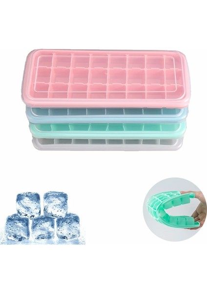 24 Yeşil Stil Dondurucu Için Kapaklı Silikon Buz Küpü Tepsisi Silika Buz Küpleri Maker Kalıp Kokteyl Içecek Için Kapaklı (Yurt Dışından) fiyatları