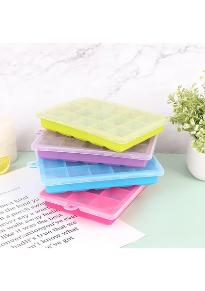 Bl Tarzı 15 Izgaralı Silikon Buzluk Kapaklı Buz Küpü Kalıp Silikon Içecek Buz Kutusu (Yurt Dışından) fırsatları