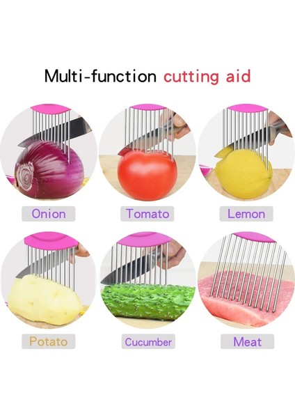 Organze Tarzı Soğan Tutucu Dilimleme Kesici Paslanmaz Çelik Doğrayıcı Domates Sebze Limon Patates Kesici Dilimleme Mutfak Çalışanı Için Pişirme Araçları (Yurt Dışından) fırsatları