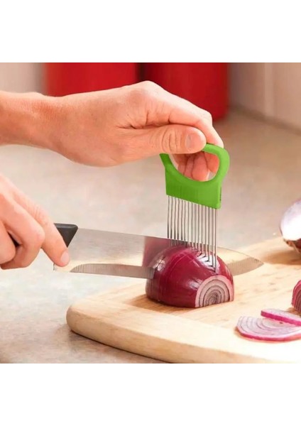 Yeşil Stil Paslanmaz Çelik Soğan Domates Tutucu Dilimleme Sebze Kesici Kesme Yardımcıları Kılavuzu Dilimleme Kesici Güvenli Çatal Mutfak Pişirme Aracı (Yurt Dışından) fiyatları