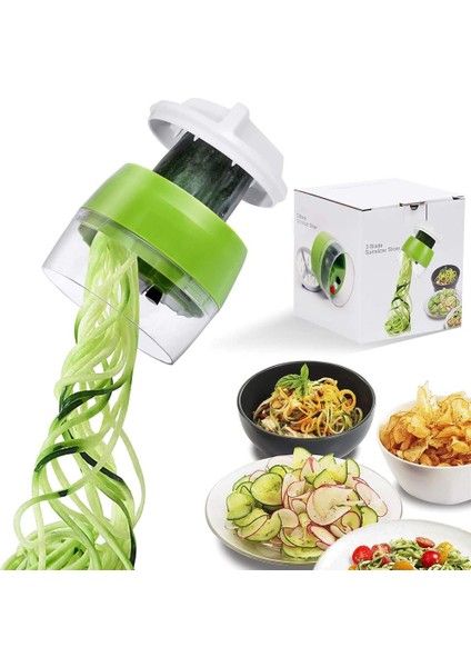 Yeşil Stil El Spiralizer Sebze Meyve Dilimleme Ayarlanabilir Spiral Rende Kesici Salata Araçları Döner Rende Mutfak Ürünleri (Yurt Dışından)