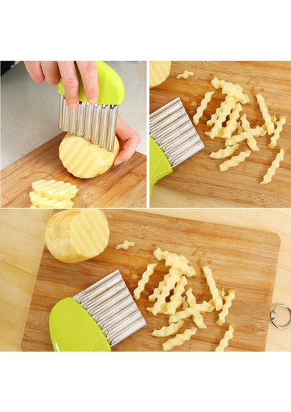 Bir Stil Stainless Steel Wavy French Fries Cutter Portable Potato Slicer Cutter Vegetable Chopper Durable Kitchen Gadgets Easy To Use (Yurt Dışından) modelleri