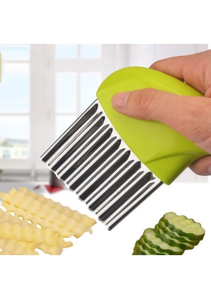 Bir Stil Stainless Steel Wavy French Fries Cutter Portable Potato Slicer Cutter Vegetable Chopper Durable Kitchen Gadgets Easy To Use (Yurt Dışından) indirimleri