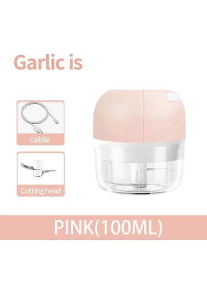 100ML-C-PEMBE Stil Electric Food Chopper USB Rechargeable Wireless Garlic Chopper With Blade Mini Meat Grinder Tools Portable Kitchen Accessories (Yurt Dışından)
