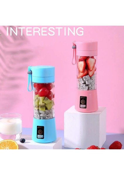 Yeşil Stil Blender Mikser Meyve Sıkacağı Blender Meyve Suyu Üreticisi 2 Bıçaklı Taşınabilir Blend USB Şarj Edilebilir Mini Meyve Suyu Makinesi Smoothie Maker (Yurt Dışından)