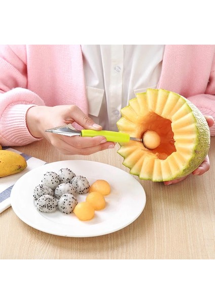Yeşil Stil 2in1 Kivi Meyve Meyve Kavanoz Patates Püresi Krema Kaşığı Avokado Çift Kafalı Top Meyve Bıçağı Karpuz Kepçe Kavun Kazıcı Mutfak (Yurt Dışından) modelleri