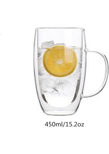 450 ml Sap Stili ile 1 Bilgisayar Çift Cidarlı Espresso Fincanı ml Kupa Kahve Fincanı Isıya Dayanıklı Şeffaf Cam Bardak Su Bardağı Süt Bardağı (Yurt Dışından)