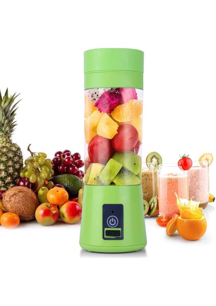 Yeşil Stil 380ML 2 Bıçaklı USB Şarj Edilebilir Meyve Suyu Makinesi Blender Mikser Taşınabilir Meyve Sıkacağı Smoothie Maker Ev Mutfak Suyu Sıkacağı (Yurt Dışından) indirimleri