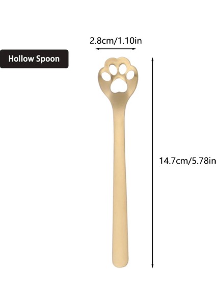 Açık Sarı Stil 2,8X14,7 cm Hollow Karikatür Kahve Çay Kaşığı Paslanmaz Çelik Kedi Köpek Pençe Tatlı Dondurma Kaşığı Sofra Akşam Yemeği Cultery Set Mutfak Gereçleri (Yurt Dışından)