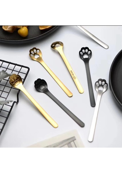 Açık Sarı Stil 2,8X14,7 cm Hollow Karikatür Kahve Çay Kaşığı Paslanmaz Çelik Kedi Köpek Pençe Tatlı Dondurma Kaşığı Sofra Akşam Yemeği Cultery Set Mutfak Gereçleri (Yurt Dışından) fırsatları
