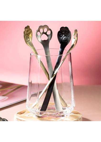 Açık Sarı Stil 2,8X14,7 cm Hollow Karikatür Kahve Çay Kaşığı Paslanmaz Çelik Kedi Köpek Pençe Tatlı Dondurma Kaşığı Sofra Akşam Yemeği Cultery Set Mutfak Gereçleri (Yurt Dışından) indirimleri