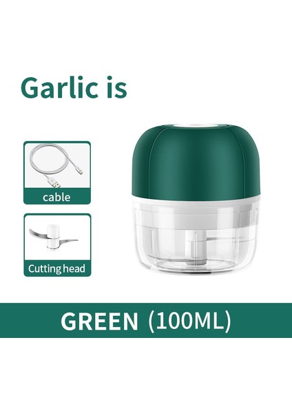 100ML-C-YEŞIL Stil Electric Food Chopper USB Rechargeable Wireless Garlic Chopper With Blade Mini Meat Grinder Tools Portable Kitchen Accessories (Yurt Dışından)