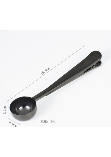 Siyah Stil Altın Gümüş Çok Işlevli Mutfak Malzemeleri Klipsli Kahve Kaşığı Paslanmaz Çelik Çay Ölçme Fincan Kaşık Kaşık (Yurt Dışından)
