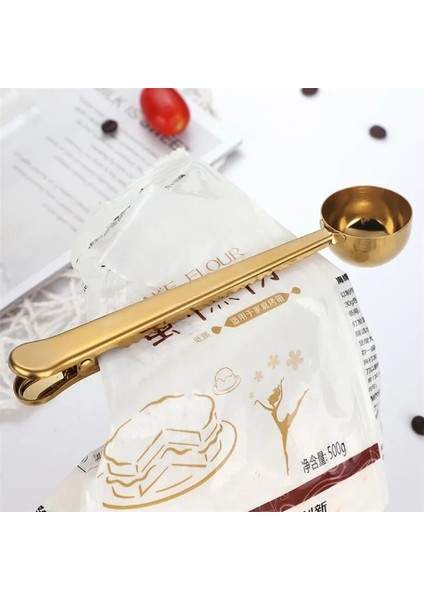 Siyah Stil Altın Gümüş Çok Işlevli Mutfak Malzemeleri Klipsli Kahve Kaşığı Paslanmaz Çelik Çay Ölçme Fincan Kaşık Kaşık (Yurt Dışından) fiyatları