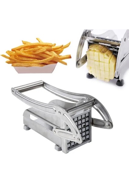 Gümüş Tarzı 4 Bıçak Paslanmaz Çelik Ev Patates Kızartması Patates Cipsi Şerit Dilimleme Kesici Doğrayıcı Cips Makinesi Yapma Aracı Patates Kesim Kızartması (Yurt Dışından) fiyatları